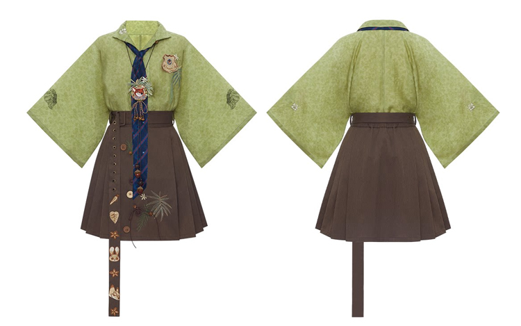 Summer Women Casual Hanfu Set Short Style Mamian Qun