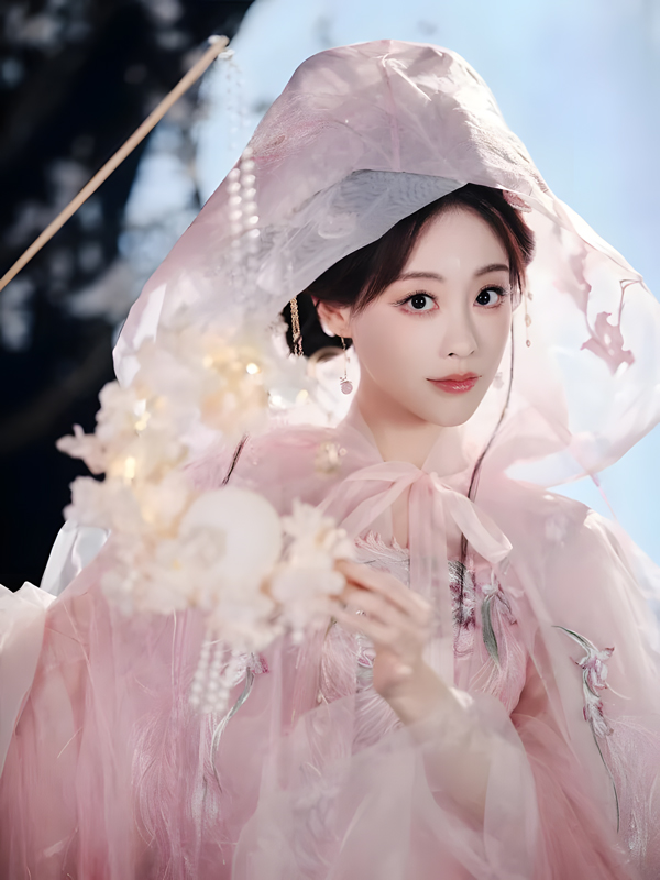 Zhu Xudan Shines in Pink Hanfu and Cloak