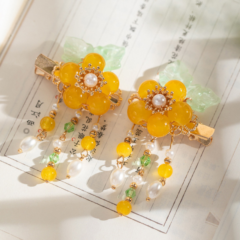 Cheongsam-style-Headpiece-with-Yellow-Flowers-Hanfu-Children's-Hair-Clip-1 Cheongsam-style Headpiece with Yellow Flowers Hanfu Children's Hair Clip
