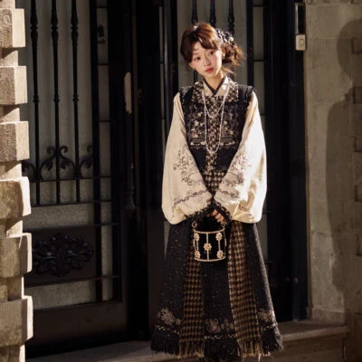 Spring Ming Dynasty Style Hanfu Set Black Fashionable Hanyuansu Women Attire