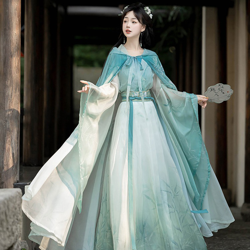Spring-Women-Hanfu-Qiyao-Ruqun-Wuxia-Cape-1 Verdant Breeze 2
