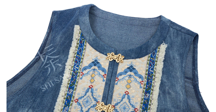 Summer Casual Set Fashionable Hanfu-Inspired Denim-Element Ensemble