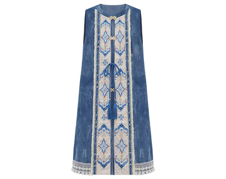 Summer Casual Set Fashionable Hanfu-Inspired Denim-Element Ensemble