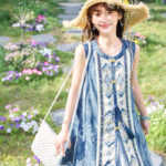 Summer Casual Set Fashionable Hanfu-Inspired Denim-Element Ensemble