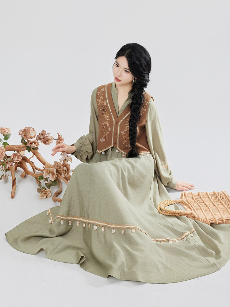 Women Casual Hanfu Set Loose-Fit Dress for Everyday Wear