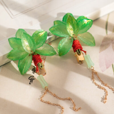Women Hanfu Hair Clip Pomelo Leaf Fresh Fringe Hair Accessory