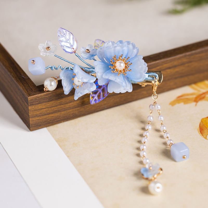 Blue-Petal-Hair-Clip-Buyao-Cute-Style-Hanfu-Accessory-1 Blue Petal Hair Clip Buyao Cute Style Hanfu Accessory