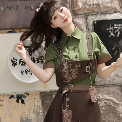 Women Fashionable Ming Dynasty Inspired Hanfu Forest Themed Spring Set