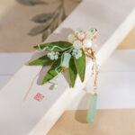 Bamboo Leaf Hair Clips Hanfu Velvet Hair Accessories Retro for Look