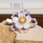 Classic Children Hanfu Hair Clip Purple Floral Hair Accessory