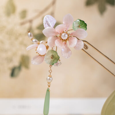 Hanfu Hair Accessory Pink Lotus Flower for Summer Outfits