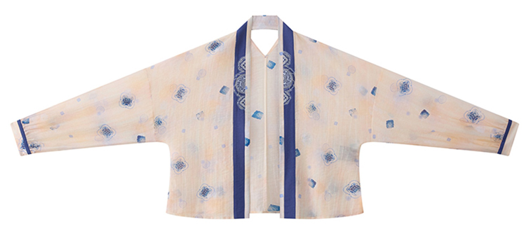 Summer Women Long Dress Blue Casual Hanfu Set
