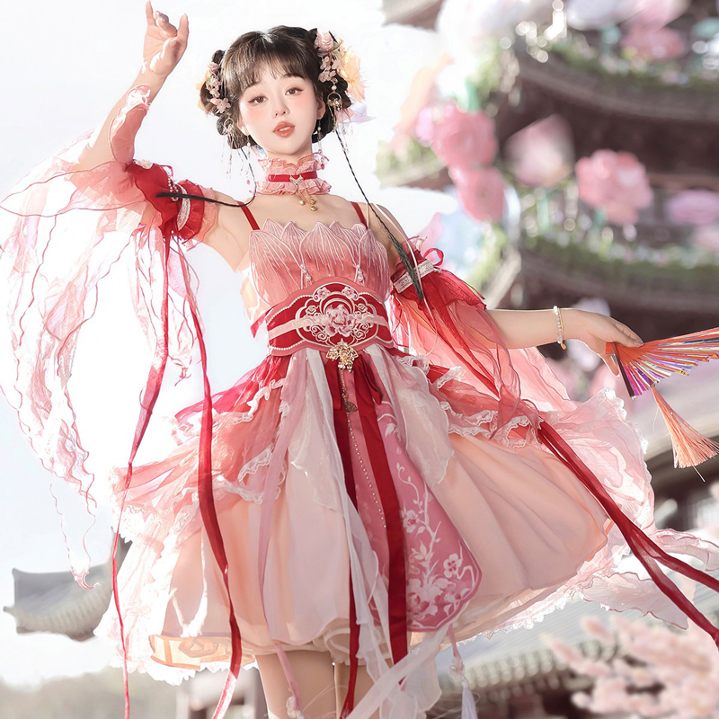 Summer-Women-Pink-Dress-Elegant-Set-with-Hanfu-Elements-1 Zhao Lu Hua (朝露华) 2