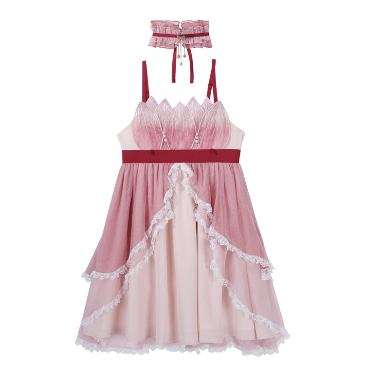 Summer Women Pink Dress Elegant Set with Hanfu Elements