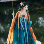 Women Elegant Tang Dynasty Hanfu Set Hezi Qun Summer Set