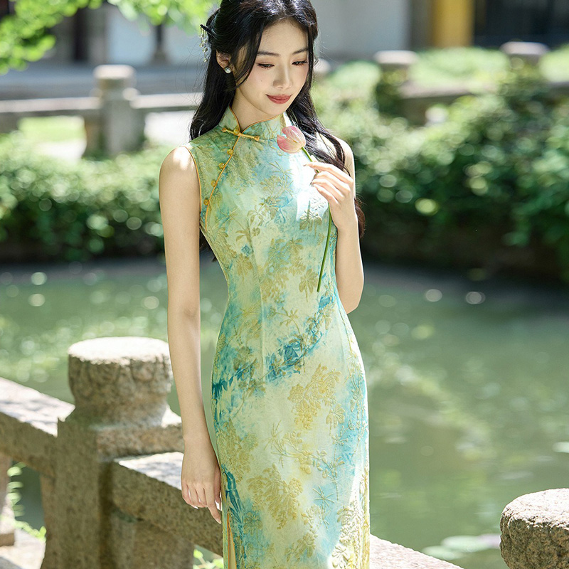 Women-New-Summer-Qipao-Daily-Sleeveless-Casual-Dress-1 Verdant Mist 2