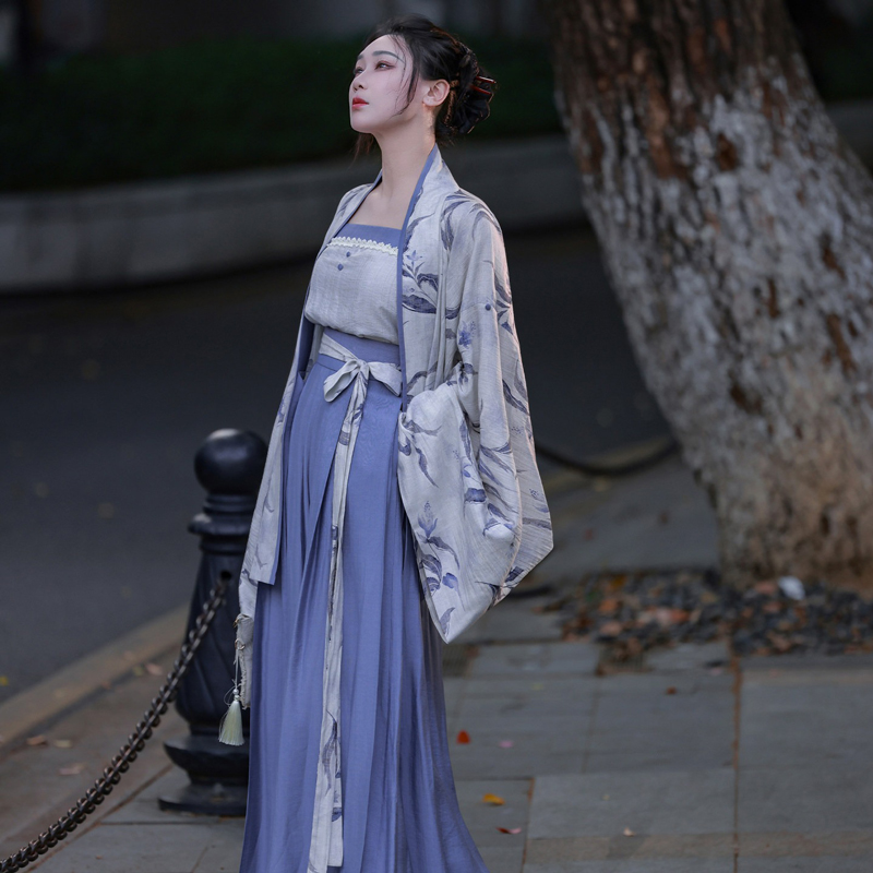 Women-Summer-Casual-Hanfu-Song-Dynasty-Style-Blue-Everyday-Songku-Set-1 Women Summer Casual Hanfu Song Dynasty-Style Blue Everyday Songku Set