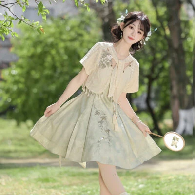 Women Summer Hanfu Casual Slip Dress Cute Fashionable Style