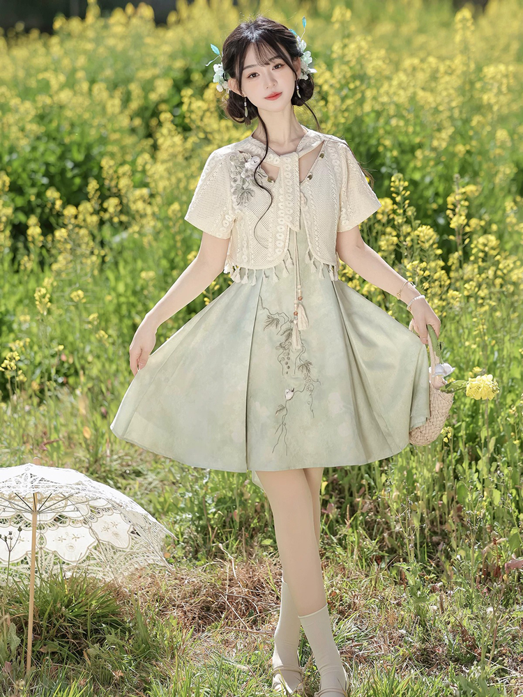 Women Summer Hanfu Casual Slip Dress Cute Fashionable Style