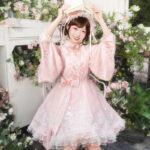 Women Summer Pink Dress with Pipa Sleeves Chinese-Inspired Cute Set