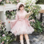 Women Summer Pink Dress with Pipa Sleeves Chinese-Inspired Cute Set