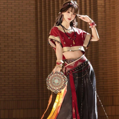 Dunhuang Hanfu for Women Unique Red Set with Han-Style Elements