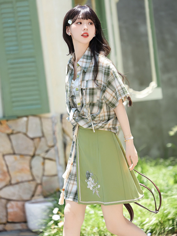 New Chinese-Style Academic-Inspired Fashionable Women Hanfu Set Summer Casual Wear