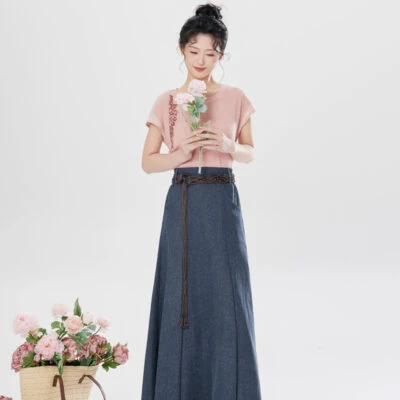 Women Summer Casual Fashion Hanfu Round-Neck Top