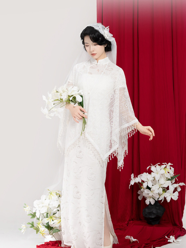 Chinese Qipao Set Traditional Wedding Dress Pure Cotton Cheongsam
