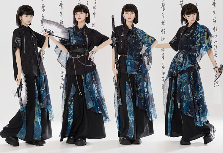 Men Fashion Song Dynasty-Style Hanfu Set Shirt Songku Couple Set