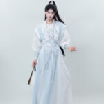 Men Wuxia-Style Hanfu Set Blue Xianxia Cosplay Costume