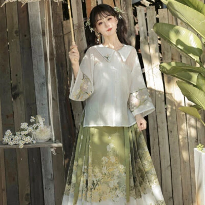 Ming Dynasty Women Hanfu Set Summer Ma Mian Qun Set