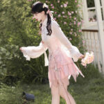 Women Spring Pink Qipao Set Cute-Style Dress