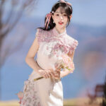 Women Summer Retro Qipao with Chinese-Inspired and Strawberry-Themed Casual Set