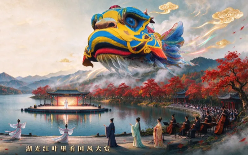 Luotian Red Leaf Season in Hubei Adds Hanfu and Mecha