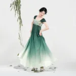 liu chi jiao green hanfu qixiong dress