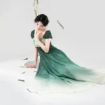 liu chi jiao green hanfu qixiong dress