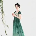 liu chi jiao green hanfu qixiong dress