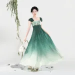liu chi jiao green hanfu qixiong dress