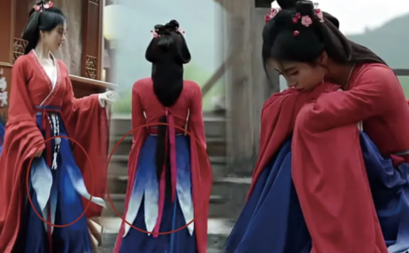 Ju Jingyi's Unique Red and Blue Dress