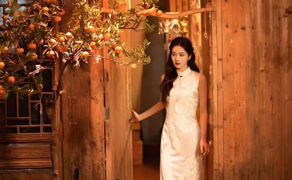 31-Year-Old Bai Lu Stuns in Golden Embroidered Qipao