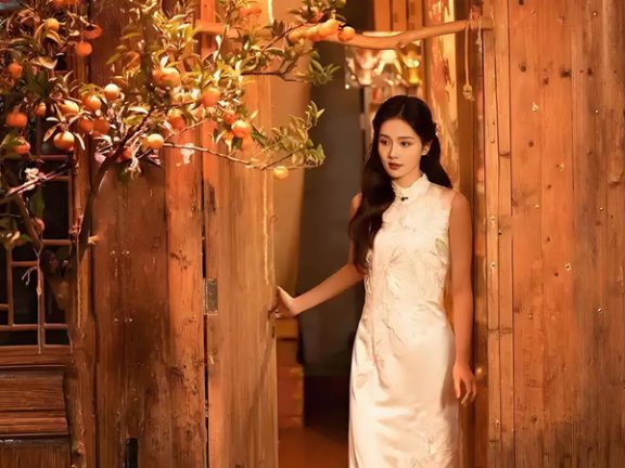 31-Year-Old Bai Lu Stuns in Golden Embroidered Qipao