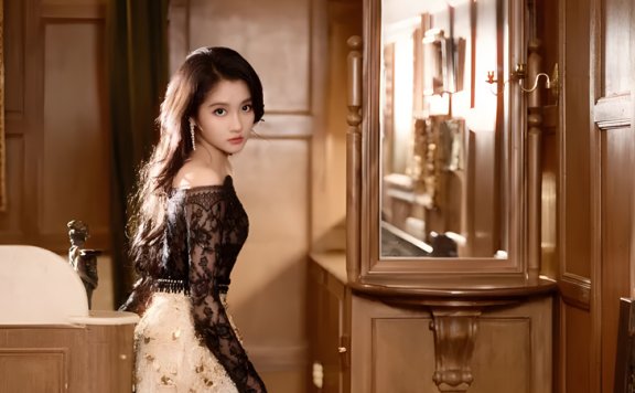 Guan Xiaotong's Black-and-Gold Outfit