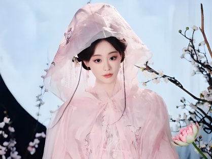 Zhu Xudan Shines in Pink Hanfu and Cloak
